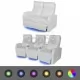 Комплект LED реклайнери 2 + 3 седалки, изкуствена кожа, бяло 