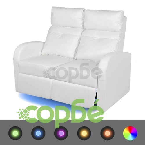LED реклайнери от две части 2+3 седалки изкуствена кожа бял ➤ топ цена ➤ sorbe.bg