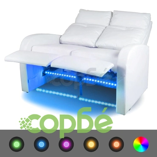 LED реклайнери от две части 2+3 седалки изкуствена кожа бял ➤ топ цена ➤ sorbe.bg