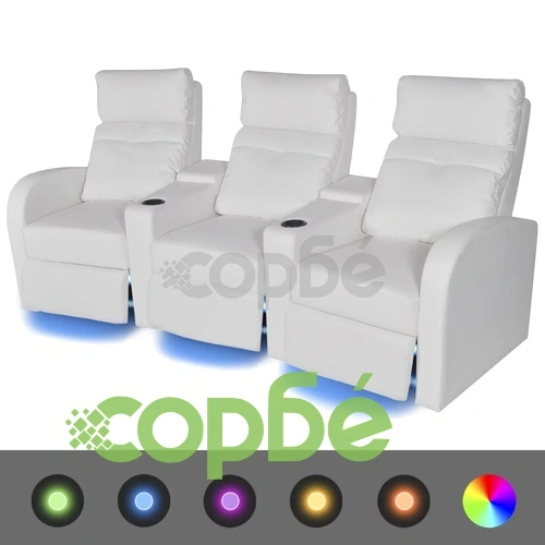 LED реклайнери от две части 2+3 седалки изкуствена кожа бял ➤ топ цена ➤ sorbe.bg