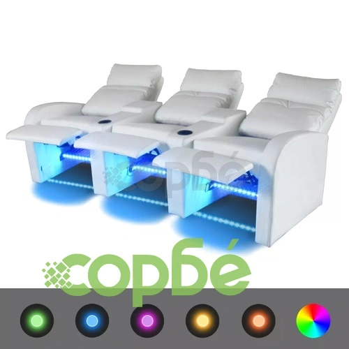 LED реклайнери от две части 2+3 седалки изкуствена кожа бял ➤ топ цена ➤ sorbe.bg