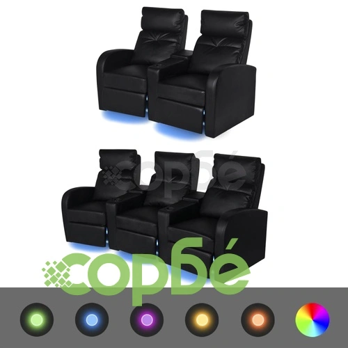 LED реклайнери от две части 2+3 седалки изкуствена кожа черен ➤ топ цена ➤ sorbe.bg