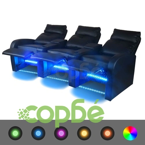 LED реклайнери от две части 2+3 седалки изкуствена кожа черен ➤ топ цена ➤ sorbe.bg