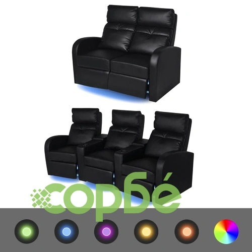 LED реклайнери от две части 2+3 седалки изкуствена кожа черен ➤ топ цена ➤ sorbe.bg