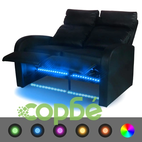 LED реклайнери от две части 2+3 седалки изкуствена кожа черен ➤ топ цена ➤ sorbe.bg
