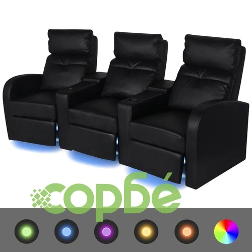LED реклайнери от две части 2+3 седалки изкуствена кожа черен ➤ топ цена ➤ sorbe.bg