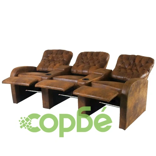Комплект LED реклайнери 2 + 3 седалки, изкуствена кожа, кафяв  ➤ топ цена ➤ sorbe.bg