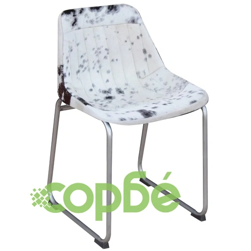 Трапезни столове, 6 бр, черно и бяло, естествена волска кожа ➤ топ цена ➤ sorbe.bg