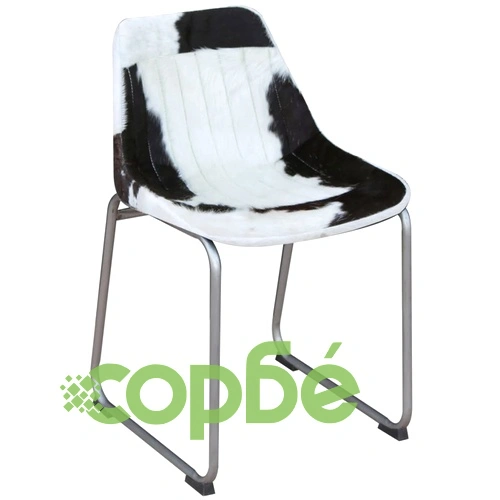 Трапезни столове, 6 бр, черно и бяло, естествена волска кожа ➤ топ цена ➤ sorbe.bg