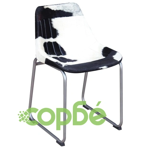 Трапезни столове, 6 бр, черно и бяло, естествена волска кожа ➤ топ цена ➤ sorbe.bg