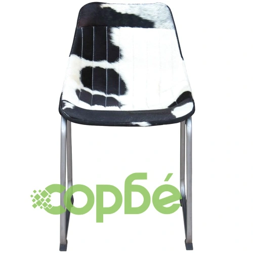 Трапезни столове, 6 бр, черно и бяло, естествена волска кожа ➤ топ цена ➤ sorbe.bg