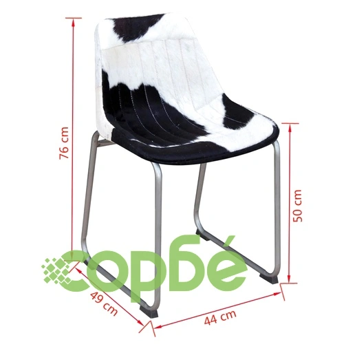 Трапезни столове, 6 бр, черно и бяло, естествена волска кожа ➤ топ цена ➤ sorbe.bg