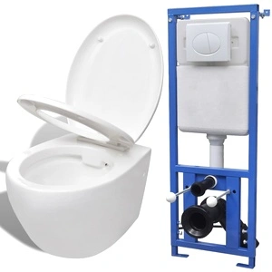 Окачена тоалетна чиния, със скрито казанче, керамична, бяла