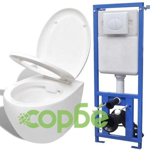 Окачена тоалетна чиния, със скрито казанче, керамична, бяла ➤ топ цена ➤ sorbe.bg