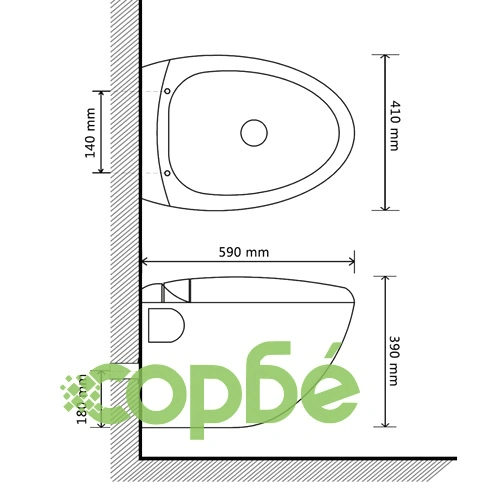 Окачена яйцевидна тоалетна чиния, скрито казанче,черна керамика ➤ топ цена ➤ sorbe.bg