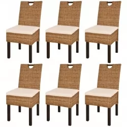 Трапезни столове, 6 броя, кубу ратан, мангова дървесина
