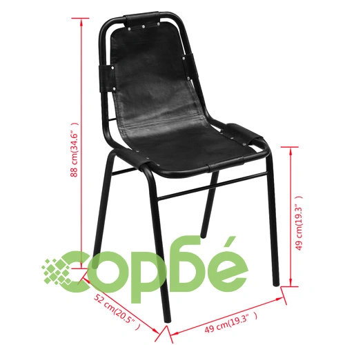 Трапезни столове, 6 бр, черни, естествена кожа ➤ топ цена ➤ sorbe.bg