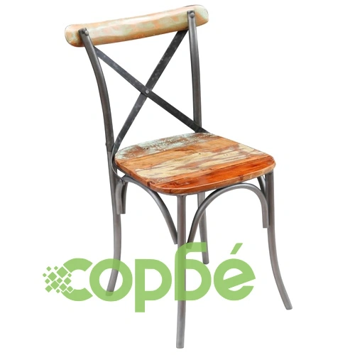 Трапезни столове, 4 бр, регенерирано дърво масив ➤ топ цена ➤ sorbe.bg