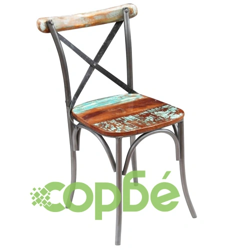 Трапезни столове, 6 бр, регенерирано дърво масив ➤ топ цена ➤ sorbe.bg