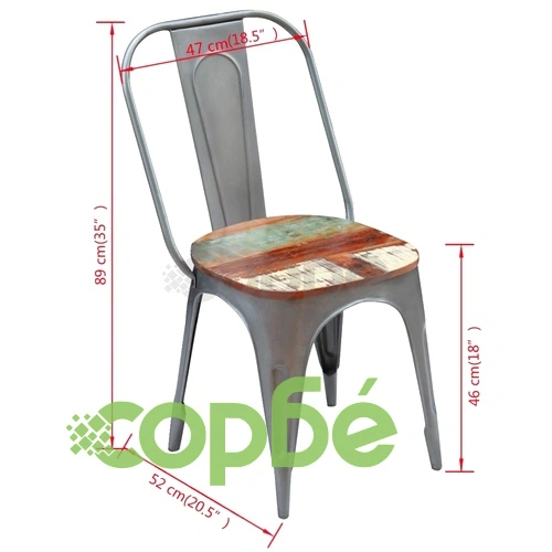 Трапезни столове, 4 бр, регенерирано дърво масив ➤ топ цена ➤ sorbe.bg