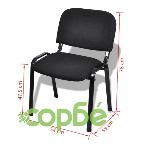 Офис столове, конферентни/посетителски, 12 бр, дамаска, черни  ➤ топ цена ➤ sorbe.bg