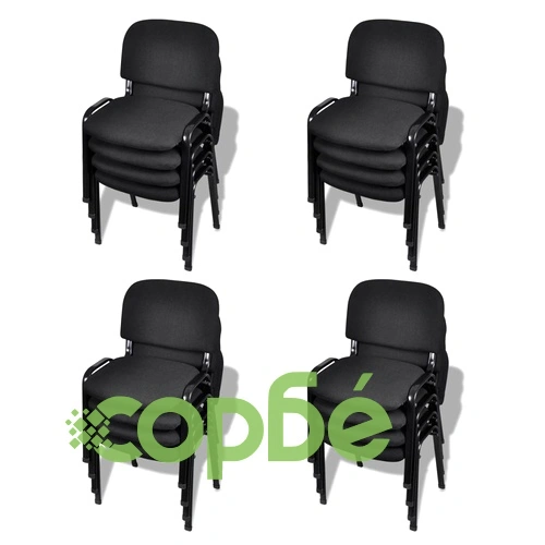 Офис столове, конферентни/посетителски, 16 бр, дамаска, черни ➤ топ цена ➤ sorbe.bg