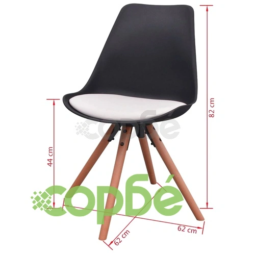 Трапезни столове, 6 бр, черно и бяло, изкуствена кожа ➤ топ цена ➤ sorbe.bg