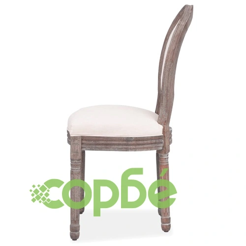 Трапезни столове, 6 бр, кремави, текстил ➤ топ цена ➤ sorbe.bg