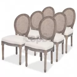 Трапезни столове, 6 бр, кремави, текстил