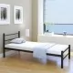 Легло с матрак от мемори пяна, черно, метал, 90x200 см
