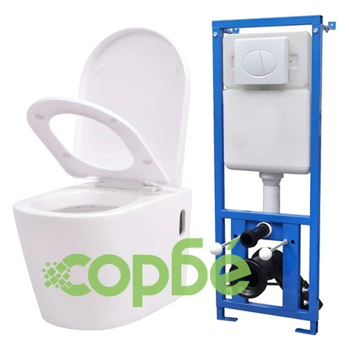 Окачена тоалетна чиния, със скрито казанче, керамична, бяла ➤ топ цена ➤ sorbe.bg