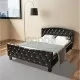 Легло с мемори матрак, черно, изкуствена кожа, 140x200 см