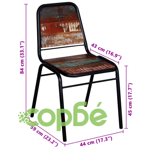 Трапезни столове, 6 бр, регенерирано дърво масив ➤ топ цена ➤ sorbe.bg