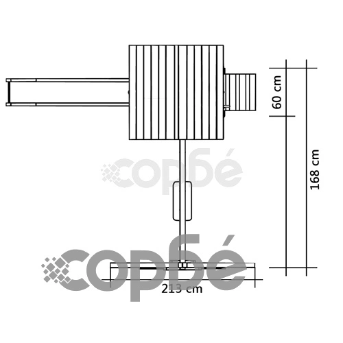 Градинска пързалка с люлка, 237x168x218 см, борово дърво ➤ топ цена ➤ sorbe.bg