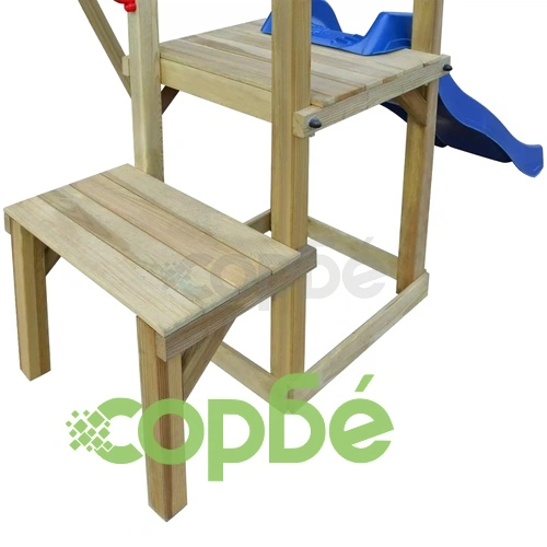 Градинска пързалка с люлка, 228x168x218 см, борово дърво ➤ топ цена ➤ sorbe.bg