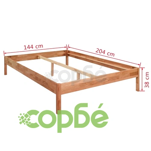 Двойно легло с матрак от мемори пяна, дъб масив, 140x200 cм ➤ топ цена ➤ sorbe.bg