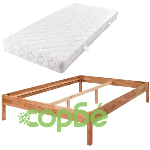 Двойно легло с матрак, дъбов масив, 180x200 cм ➤ топ цена ➤ sorbe.bg