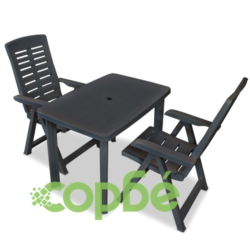 Бистро комплект, 3 части, пластмаса, антрацит ➤ топ цена ➤ sorbe.bg