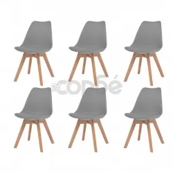 Трапезни столове, 6 бр, сиви, пластмаса