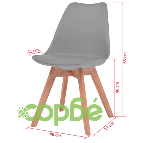 Трапезни столове, 6 бр, сиви, пластмаса ➤ топ цена ➤ sorbe.bg