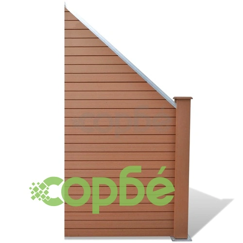 Оградни панели, 1 квадратна + 1 скосена, WPC, кафяви ➤ топ цена ➤ sorbe.bg