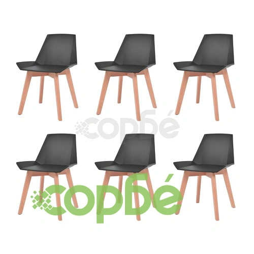 Трапезни столове, 6 бр, черни, пластмаса ➤ топ цена ➤ sorbe.bg