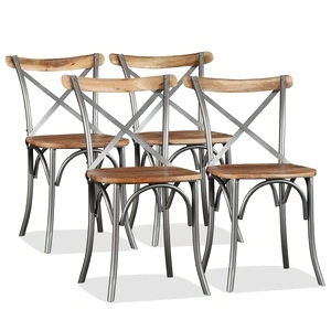 Трапезни столове, 4 бр, манго масив, кръстосан гръб стомана