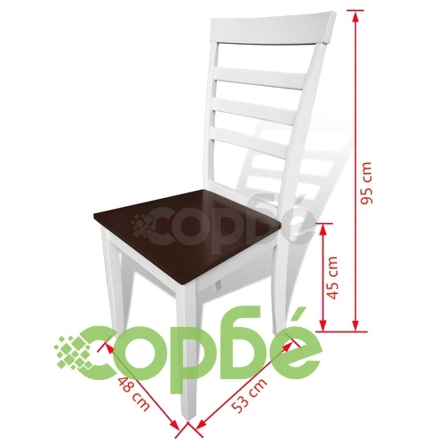 Разтегателен трапезен комплект, 7 части, кафяво и бяло ➤ топ цена ➤ sorbe.bg