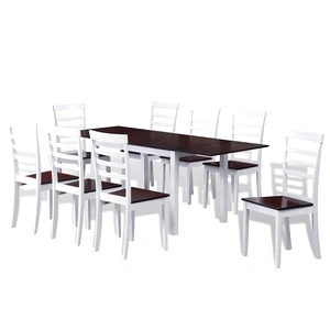 Разтегателен трапезен комплект, 9 части, кафяво и бяло