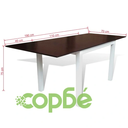 Разтегателен трапезен комплект, 9 части, кафяво и бяло ➤ топ цена ➤ sorbe.bg