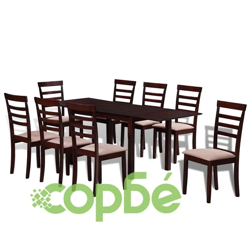 Разтегателен трапезен комплект, 9 части, кафяво ➤ топ цена ➤ sorbe.bg