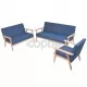 Комплект дивани и кресло, 3 части, плат, сини