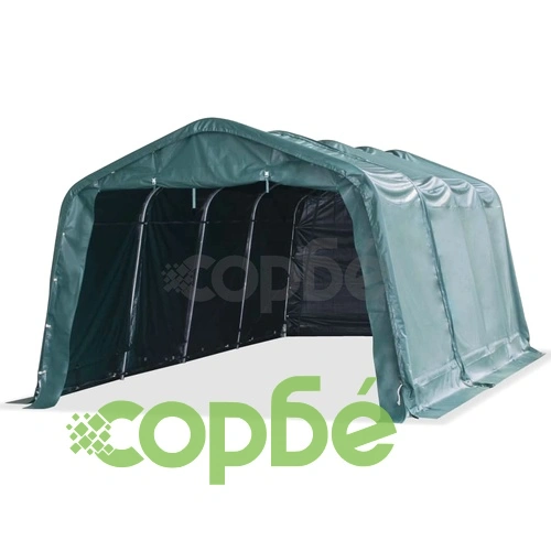 Мобилен навес за животни PVC 550 г/м² 3,3x6,4 м тъмнозелен ➤ топ цена ➤ sorbe.bg