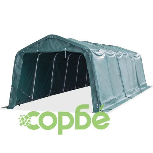 Мобилен навес за животни PVC 550 г/м² 3,3x9,6 м тъмнозелен ➤ топ цена ➤ sorbe.bg